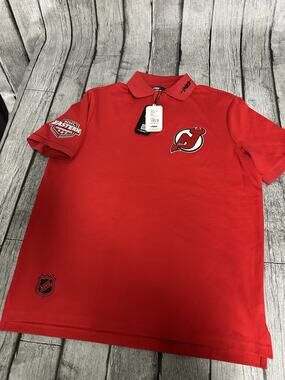 NWT Men’s Pro Standard New Jersey Devils Polo Shirt NHL Large Red SS